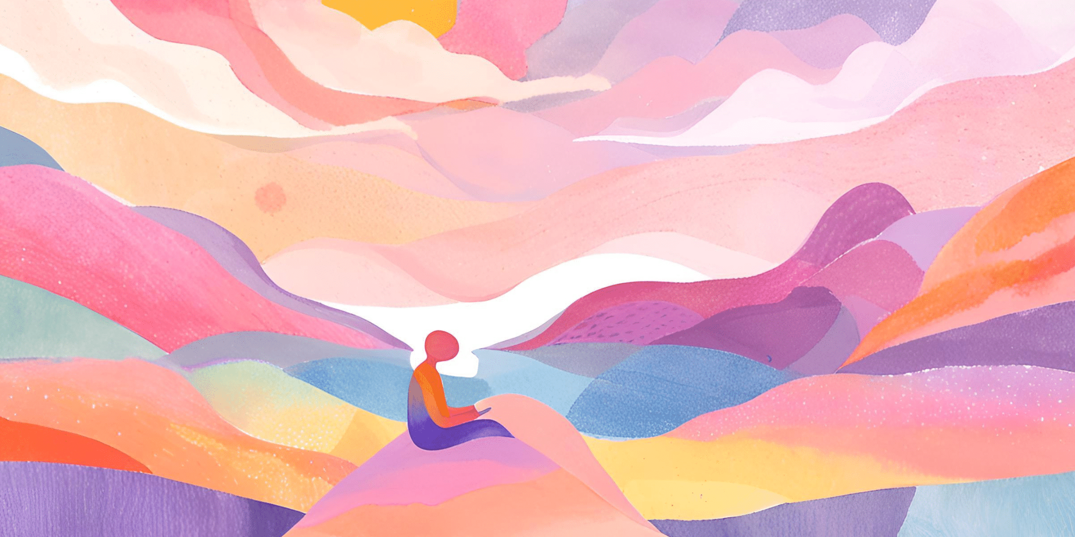 Aster Springs Featured Image - abstract painting of person sitting on mountain