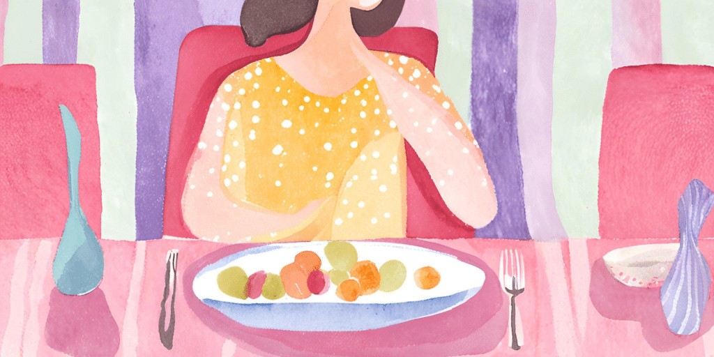 Aster Springs Featured Image - abstract painting of woman at a dining table