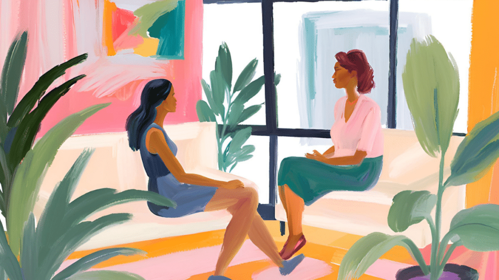 Aster Springs Featured Image - abstract drawing of woman in therapy