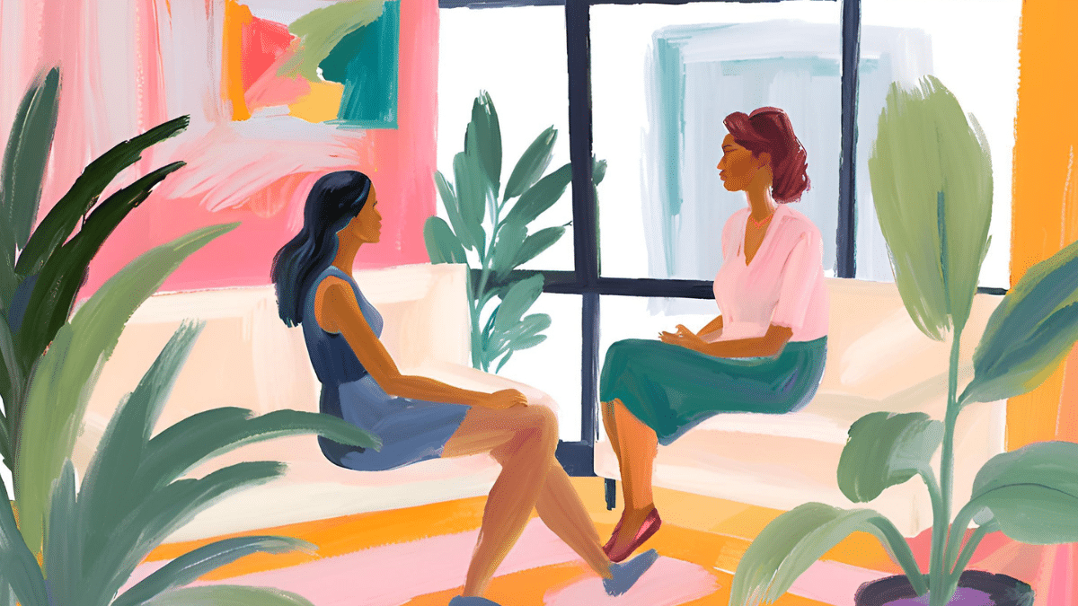 Aster Springs Featured Image - abstract drawing of woman in therapy