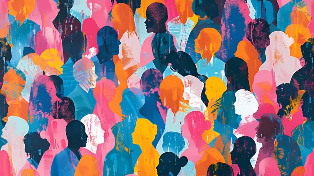 Colorful diverse people crowd