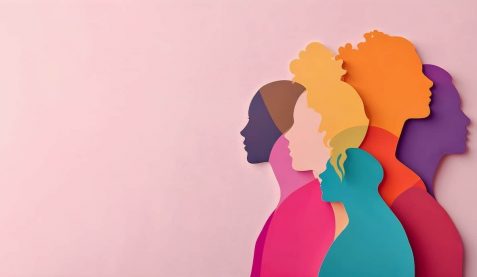 An energetic display of women in a variety of colors