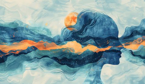 Abstract editorial illustrating mental health awareness