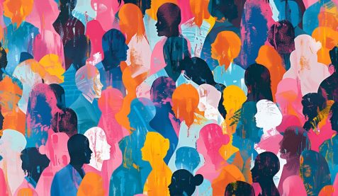 Colorful diverse people crowd