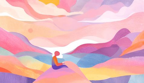Aster Springs Featured Image – abstract painting of person sitting on mountain Aster Springs Featured Image - abstract painting of person sitting on mountain