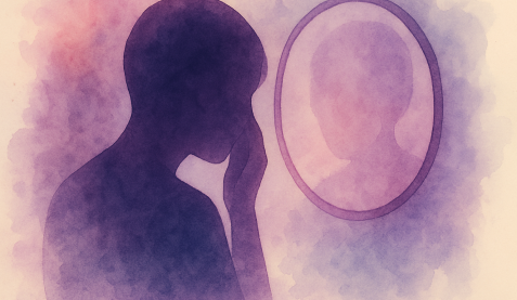 Aster Springs blog image - acne and eating disorders - painting of person looking in mirror