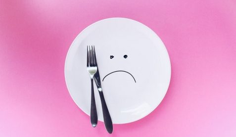 DBT & Eating Disorders Plate with sad face (River Centre Clinic)