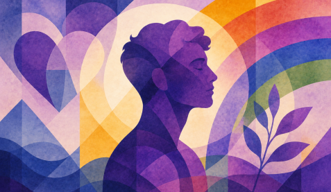 Featured Image - Aster Springs - geometric painting of LGBTQIA and eating disorders (1)
